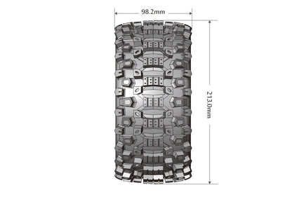 Louise R/C - MFT X-Uphill Sport Monster Truck Tires, 24mm Hex, Mounted on Black Rim (2), fits X-MAXX - Hobby Recreation Products