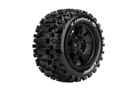 Louise R/C - MFT X-Uphill Sport Monster Truck Tires, 24mm Hex, Mounted on Black Rim (2), fits X-MAXX - Hobby Recreation Products