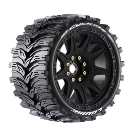 Louise R/C - MT-Cyclone Speed 1/8 Monster Truck Tires, 0" & 1/2" Offset, 17mm Removable Hex on Black Rim, Soft(2) - Hobby Recreation Products