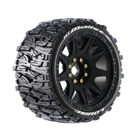 Louise R/C - MT-Mallet Speed 1/8 Monster Truck Tires, 0" & 1/2" Offset, 17mm Removable Hex on Black Rim, Soft (2) - Hobby Recreation Products