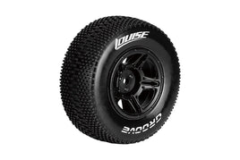 Louise R/C - SC-Groove 1/10 Short Course Tires, Soft, 12, 14 & 17mm Removable Hex on Black Rim (2) - Hobby Recreation Products