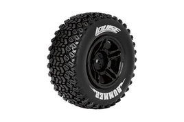 Louise R/C - SC-Hummer 1/10 Short Course Tires, Soft, 12, 14 & 17mm Removable Hex on Black Rim (2) - Hobby Recreation Products