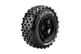 Louise R/C - SC-Rock 1/10 Short Course Tires, Soft, 12, 14 & 17mm Removable Hex on Black Rim (2) - Hobby Recreation Products