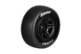 Louise R/C - SC-Turbo 1/10 Short Course Tires, Soft, 12, 14 & 17mm Removable Hex on Black Rim (2) - Hobby Recreation Products