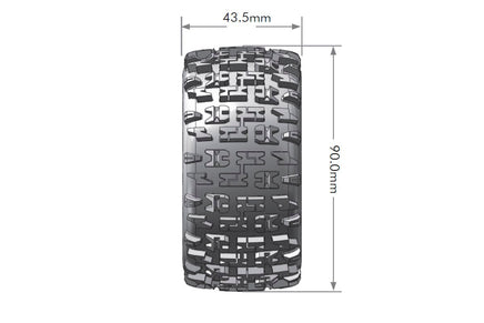 Louise R/C - ST-Pioneer 1/16 2.2" Stadium Truck Tires, 12mm Hex, Soft, Mounted on Black Rim, Front/Rear (2) - Hobby Recreation Products