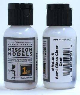 Mission Models - Acrylic Model Paint 1 oz Bottle, Semi Gloss Clear - Hobby Recreation Products