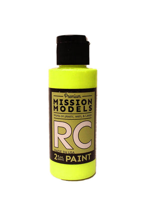 Mission Models - Water-based RC Paint, 2 oz bottle, Fluorescent Racing Yellow - Hobby Recreation Products