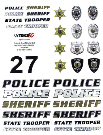 MyTrickRC - Realistic 1:10 Scale Decal Set, Police and Sheriff Combo - Hobby Recreation Products