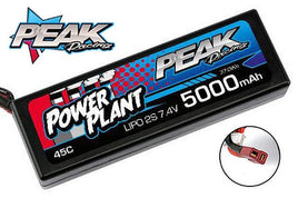 Peak Racing - Power Plant 5000 7.4V 45C Lipo Battery, w/ Deans Connector - Hobby Recreation Products