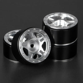 Power Hobby - 1.0" Axial SCX24 C10 Jeep Deadbolt Aluminum Beadlock Wheels, Silver - Hobby Recreation Products