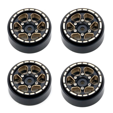 Power Hobby - 1.0" Black Brass Beadlock Crawler Wheels, 1/24 Traxxas TRX-4M - Hobby Recreation Products