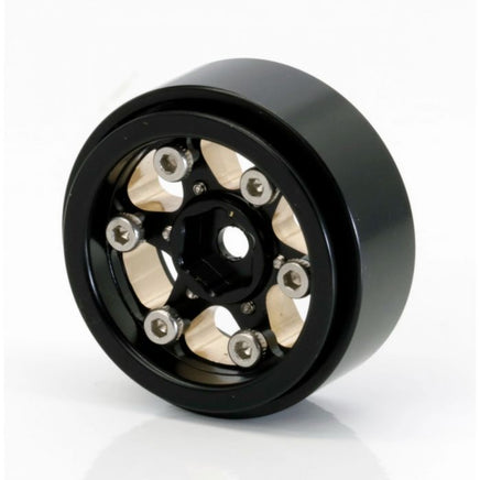 Power Hobby - 1.0" Black Brass Beadlock Crawler Wheels, for 1/24 Axial SCX24 - Hobby Recreation Products