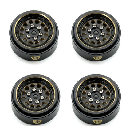 Power Hobby - 1.0" Black Brass Beadlock Crawler Wheels, for, 1/24 Axial SCX24 - Hobby Recreation Products