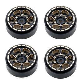 Power Hobby - 1.0" Black Brass Beadlock Crawler Wheels, for 1/24 Axial SCX24 - Hobby Recreation Products