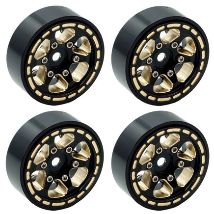 Power Hobby - 1.0" Black Brass Beadlock Crawler Wheels, for 1/24 Axial SCX24 - Hobby Recreation Products