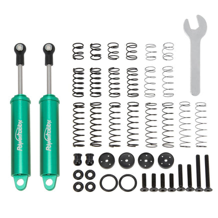 Power Hobby - 100mm Promatics Two Stage Internal Spring Shocks, Green, 2 Shocks - Hobby Recreation Products