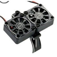 Power Hobby - 1/10 Aluminum Heatsink Mount 30mm Twin Turbo Cooling Fans, Black - Hobby Recreation Products