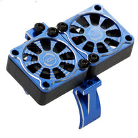Power Hobby - 1/10 Aluminum Heatsink Mount 30mm Twin Turbo Cooling Fans, Blue - Hobby Recreation Products