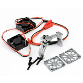 Power Hobby - 1/10 Aluminum Heatsink Mount 30mm Twin Turbo Cooling Fans, Gunmetal - Hobby Recreation Products