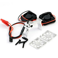 Power Hobby - 1/8 Aluminum Heatsink 30mm Twin Turbo High Speed Cooling Fans, Silver - Hobby Recreation Products