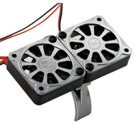 Power Hobby - 1/8 Aluminum Heatsink 40mm Dual High Speed Cooling Fans with Cover, Gunmetal - Hobby Recreation Products