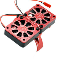 Power Hobby - 1/8 Aluminum Heatsink 40mm Dual High Speed Cooling Fans with Cover, Red - Hobby Recreation Products