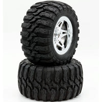 Power Hobby - 1/8 Defender 3.8" Belted All Terrain Tires 17mm Mounted Chrome - Hobby Recreation Products