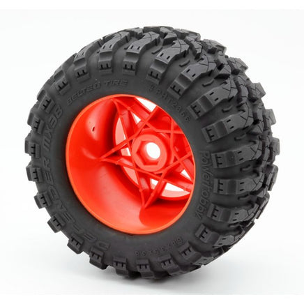 Power Hobby - 1/8 Defender 3.8" Belted All Terrain Tires 17mm Mounted Orange - Hobby Recreation Products