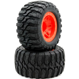 Power Hobby - 1/8 Defender 3.8" Belted All Terrain Tires 17mm Mounted Orange - Hobby Recreation Products