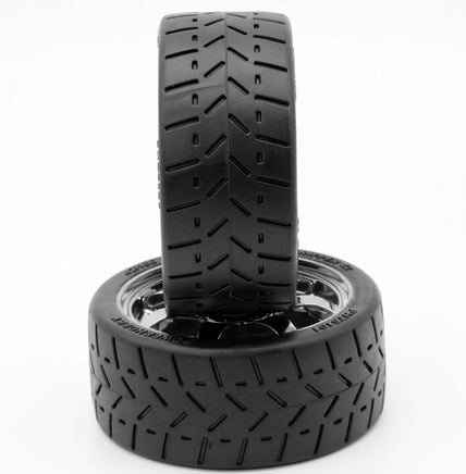 Power Hobby - 1/8 Gripper 42/100 Belted Mounted Tires 17mm Chrome Wheels - Hobby Recreation Products