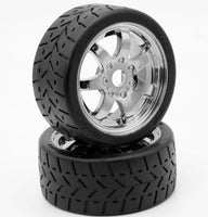 Power Hobby - 1/8 Gripper 42/100 Belted Mounted Tires 17mm Chrome Wheels - Hobby Recreation Products