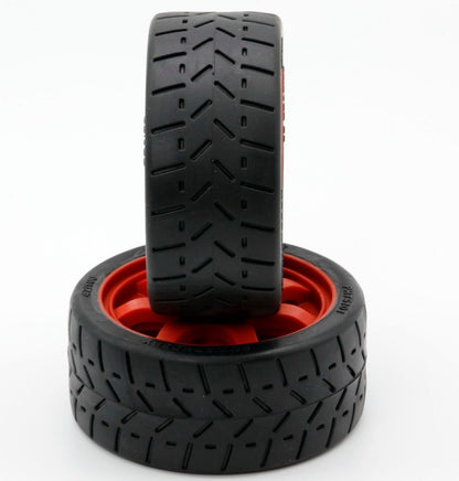 Power Hobby - 1/8 Gripper 42/100 Belted Mounted Tires 17mm Red Wheels - Hobby Recreation Products