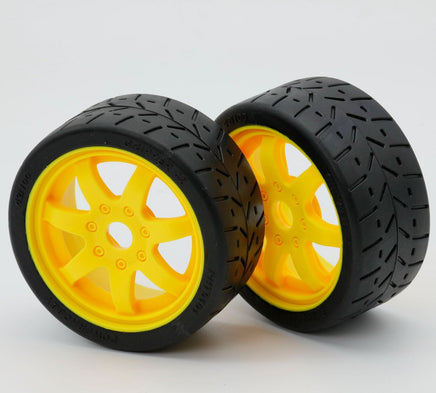 Power Hobby - 1/8 Gripper 42/100 Belted Mounted Tires 17mm Yellow - Hobby Recreation Products