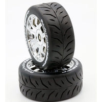 Power Hobby - 1/8 GT Phantom Belted Mounted Tires, Medium Compound, 17mm Chrome Wheels - Hobby Recreation Products
