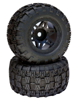 Power Hobby - 1/8 Raptor 3.8" Belted All Terrain Tires 17mm Mounted - Black - Hobby Recreation Products