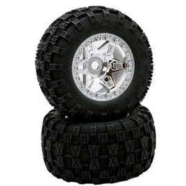 Power Hobby - 1/8 Raptor 3.8" Belted All Terrain Tires 17mm Mounted Chrome - Hobby Recreation Products