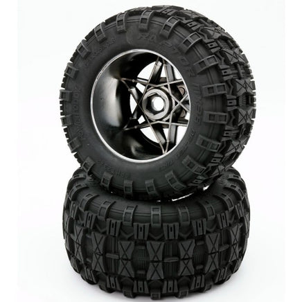 Power Hobby - 1/8 Raptor 3.8" Belted All Terrain Tires 17mm Mounted Chrome - Hobby Recreation Products