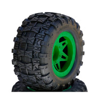 Power Hobby - 1/8 Raptor 3.8" Belted All Terrain Tires 17mm Mounted - Green - Hobby Recreation Products