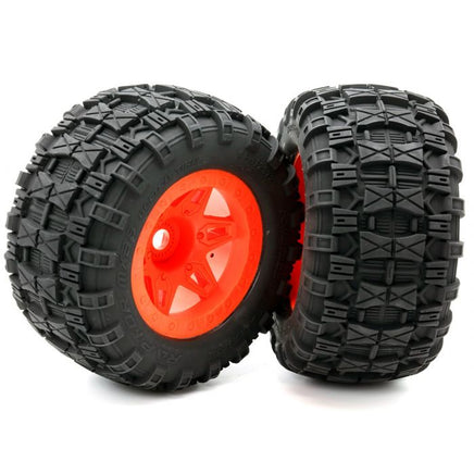 Power Hobby - 1/8 Raptor 3.8" Belted All Terrain Tires 17mm Mounted Orange - Hobby Recreation Products