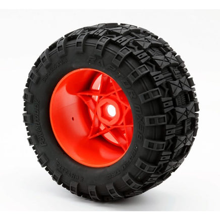 Power Hobby - 1/8 Raptor 3.8" Belted All Terrain Tires 17mm Mounted Orange - Hobby Recreation Products