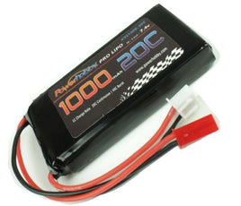 Power Hobby - 2S 7.4V 1000mAh 20C LiPo Battery w/ JST Connector - Hobby Recreation Products