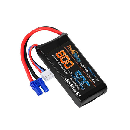 Power Hobby - 2S 7.4V 800mAh 50C Lipo Battery w/ EC2 Plug Losi Mini-B / Mini-T 2.0 - Hobby Recreation Products