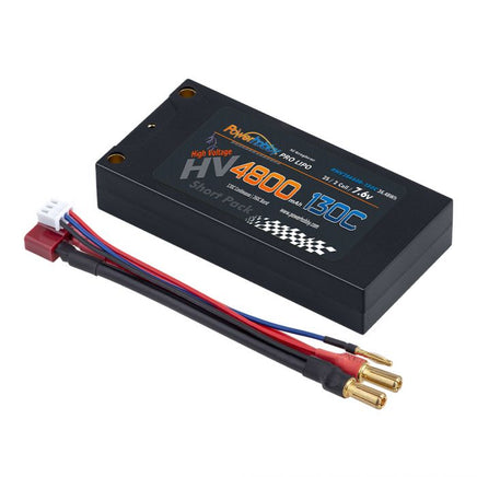 Power Hobby - 2S 7.6V 4800mAh 130C HV + Graphene Shorty Lipo Battery 5mm LCG - Hobby Recreation Products