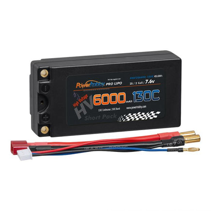 Power Hobby - 2S 7.6V 6000mah 130C HV + Graphene Shorty Lipo Battery 5MM - Hobby Recreation Products
