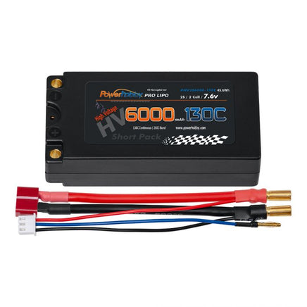 Power Hobby - 2S 7.6V 6000mah 130C HV + Graphene Shorty Lipo Battery 5MM - Hobby Recreation Products