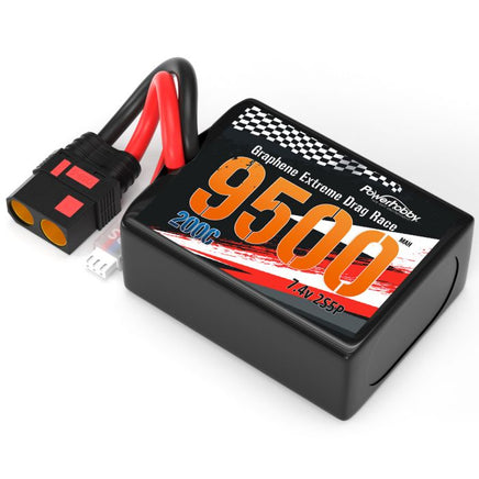 Power Hobby - 2S 9500MAH 200C Drag Lipo Battery Pack 2S5P w/8AWG Wire QS8 Plug - Hobby Recreation Products
