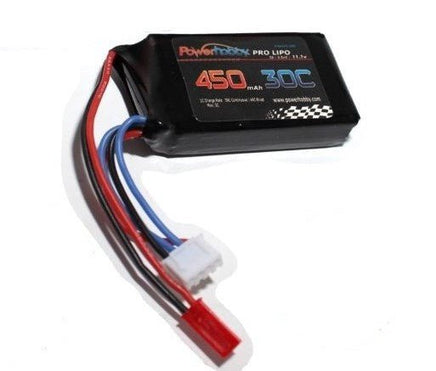 Power Hobby - 3S 11.1V 450MAH 30C Soft Case Lipo Battery, w/ JST Connector - Hobby Recreation Products