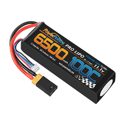 Power Hobby - 3S 11.1V 6500mAh 100C Lipo Battery Pack w XT60 + Adapter - Hobby Recreation Products