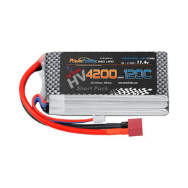 Power Hobby - 3S 11.4V 4200mAh 120C Graphene + HV LiPo Shorty Battery with T-Plug - Hobby Recreation Products