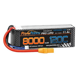 Power Hobby - 3S 11.4V 8000MAH 120C Graphene + HV LIPO Battery w/ XT90 Plug - Hobby Recreation Products